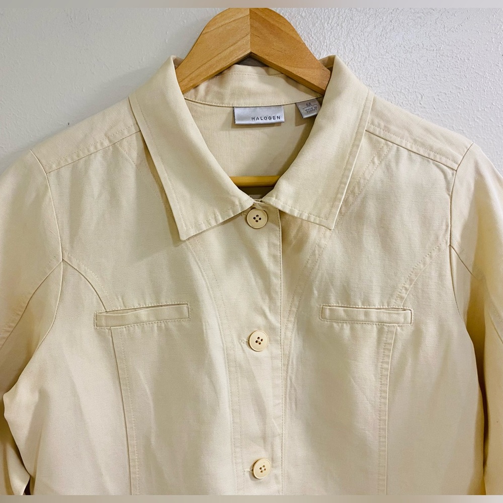 Halogen Cream Button-Front Jean Jacket - Picture 3 of 6